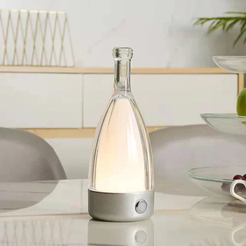 Elegant Glass Wine Bottle Desk Lamp