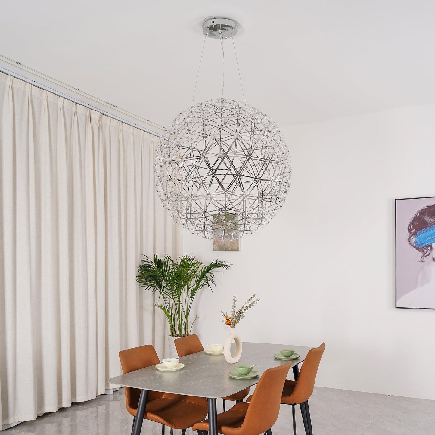 Contemporary Round Metal LED Hanging Light Fixture