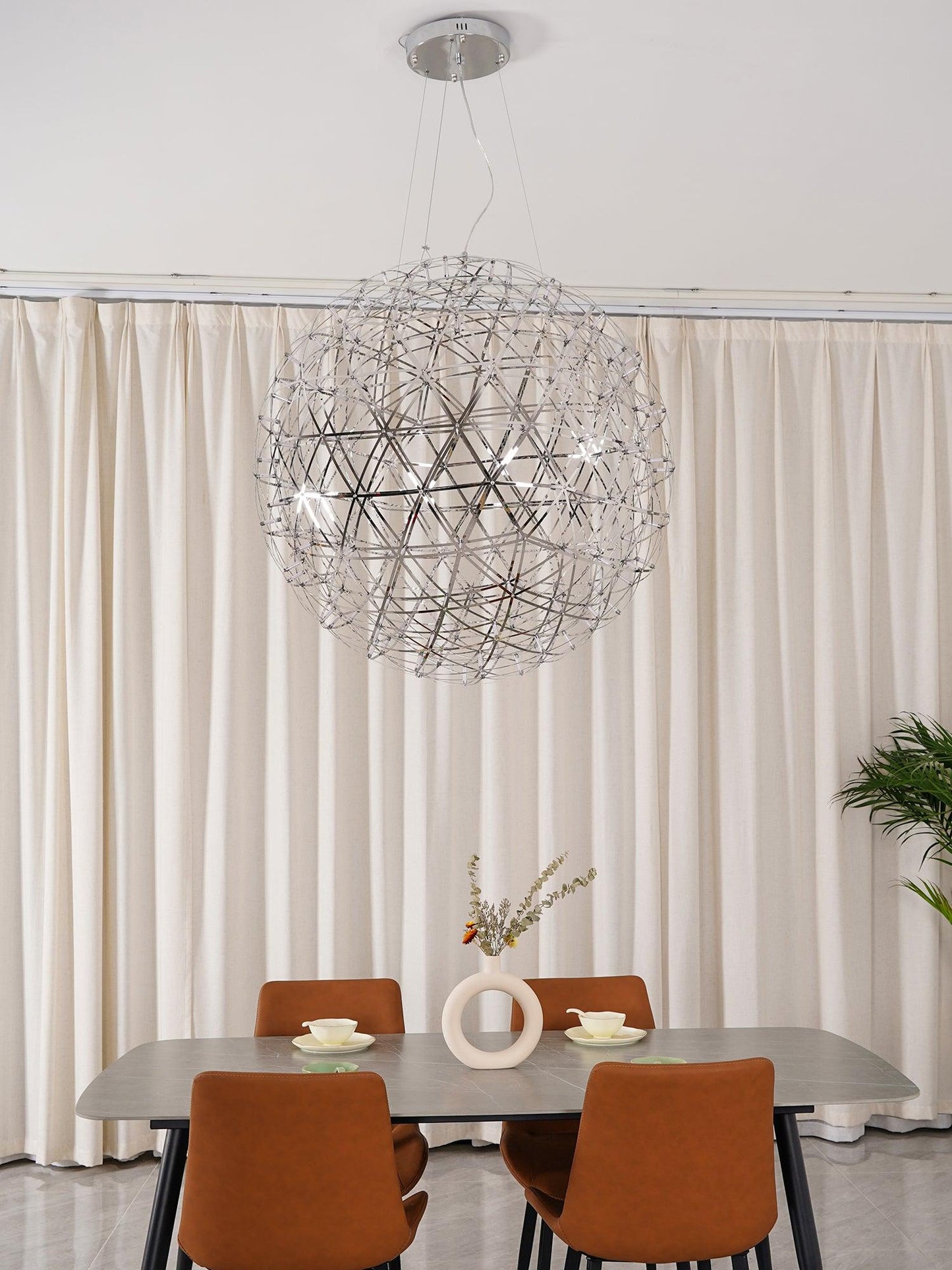Contemporary Round Metal LED Hanging Light Fixture