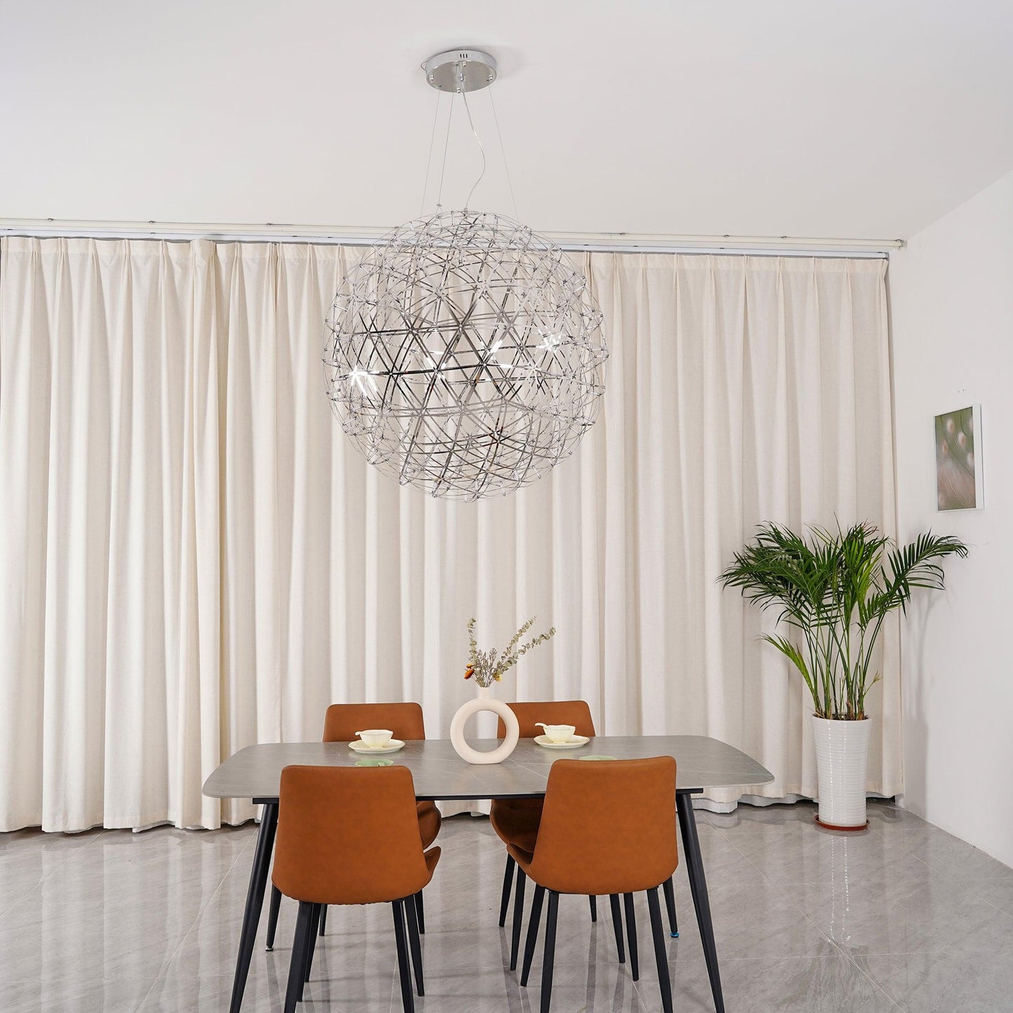 Contemporary Round Metal LED Hanging Light Fixture