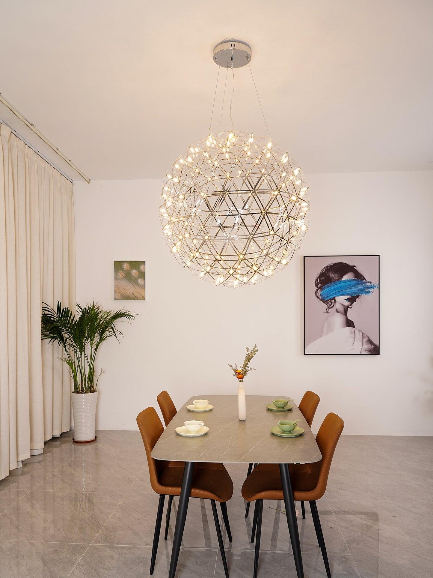 Contemporary Round Metal LED Hanging Light Fixture