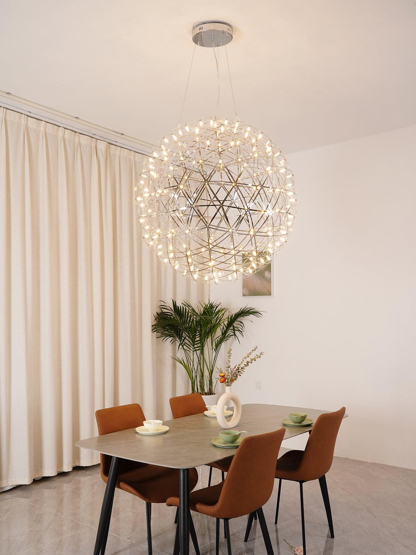 Contemporary Round Metal LED Hanging Light Fixture