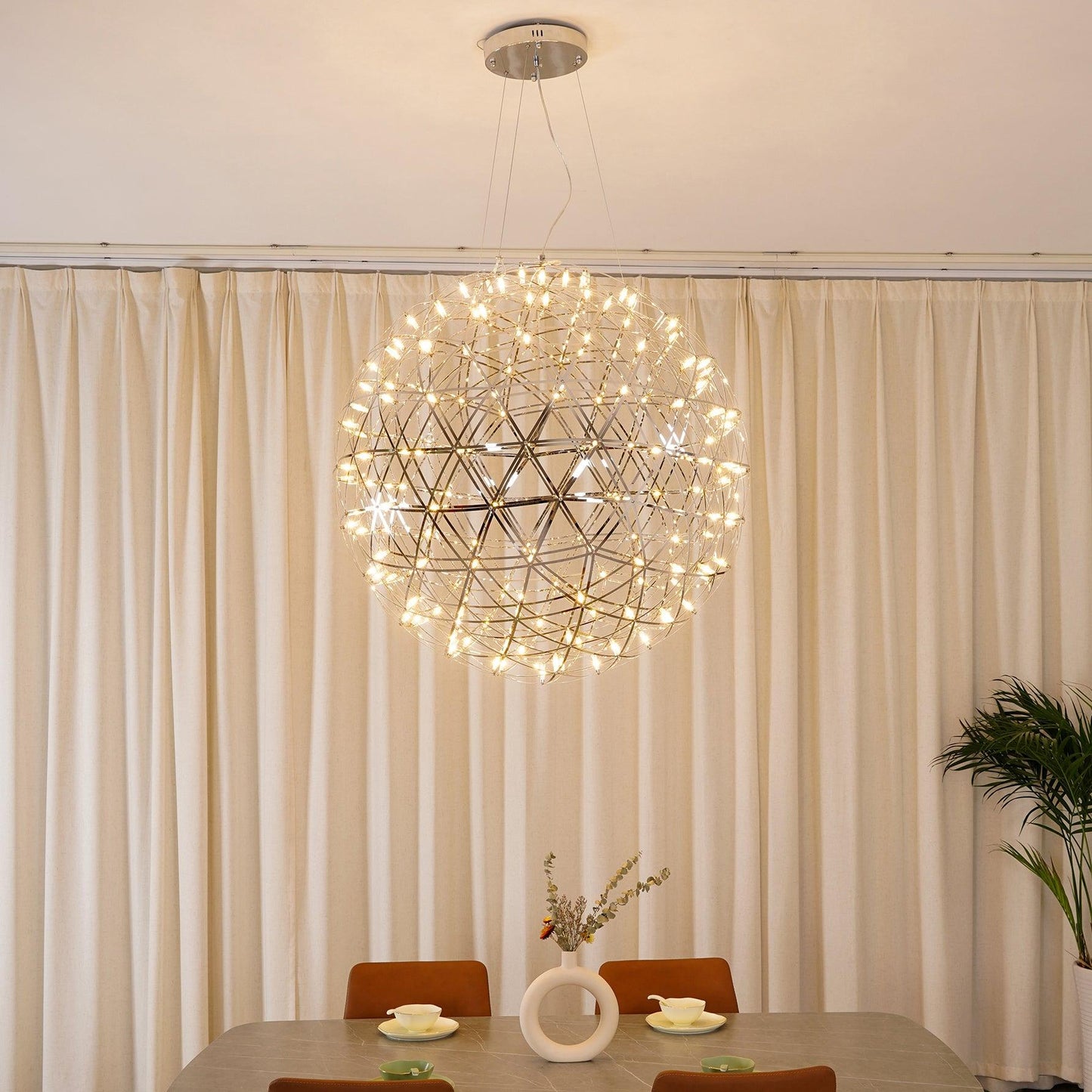 Contemporary Round Metal LED Hanging Light Fixture
