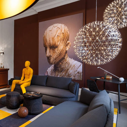Contemporary Round Metal LED Hanging Light Fixture