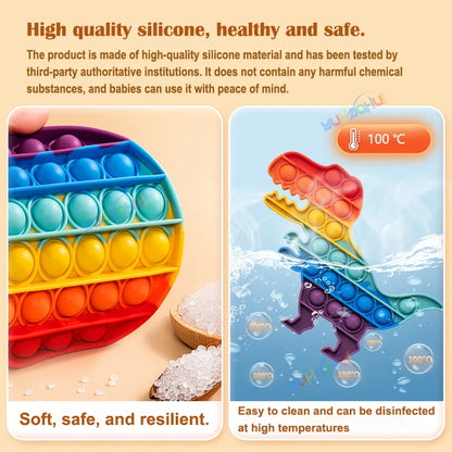 Rainbow Pop It Fidget Toy for Stress Relief – Sensory Toy for Autism and Adults, Silicone 4