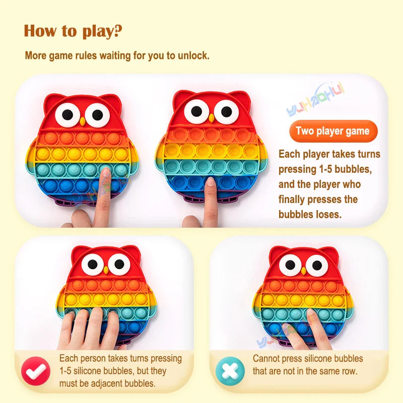 Rainbow Pop It Fidget Toy for Stress Relief – Sensory Toy for Autism and Adults, Silicone 5