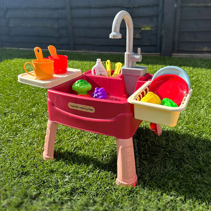 Kids Play Kitchen with Interactive Water Faucet
