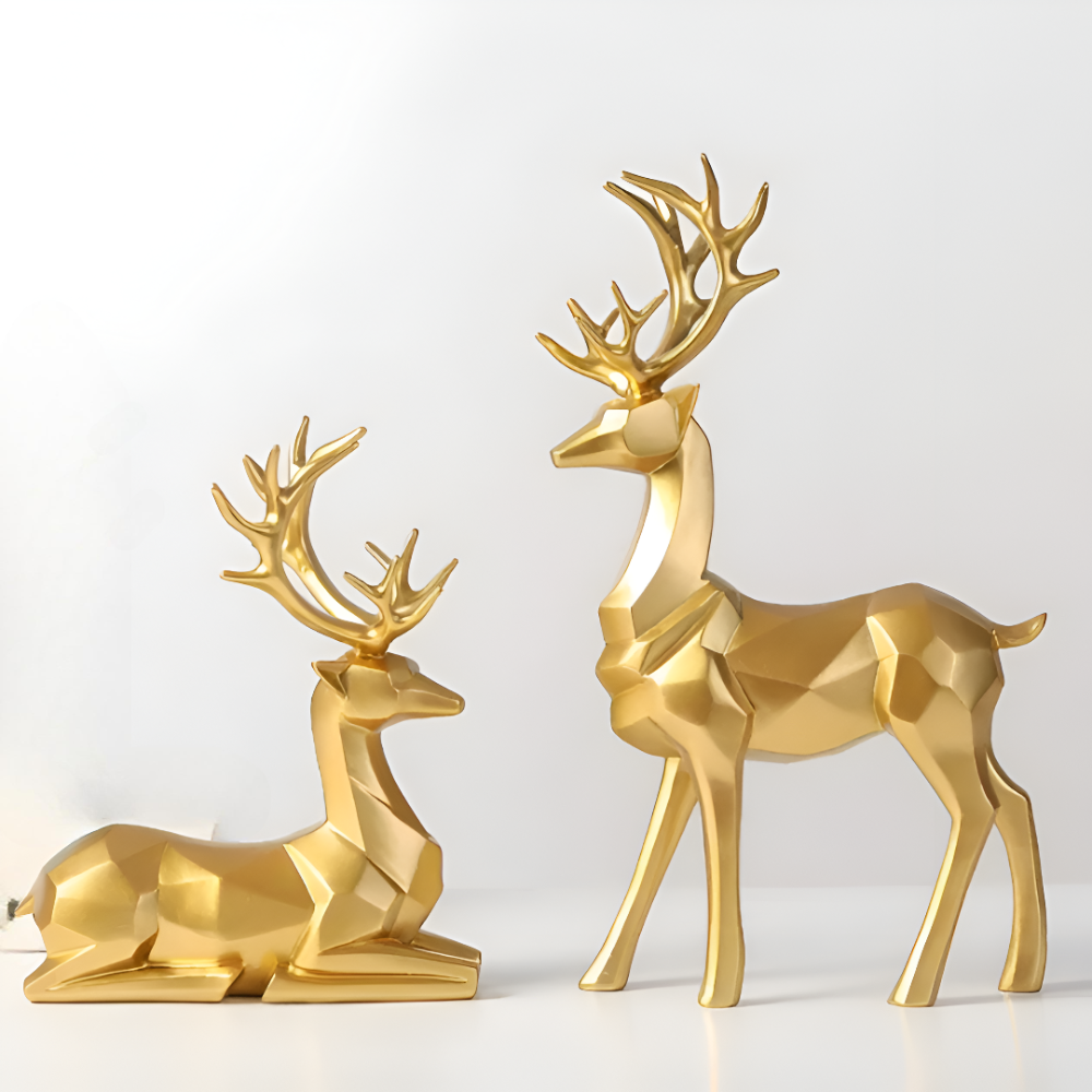 Fesara | Christmas Reindeer Decor Set – 2pc Contemporary Figurine - Fesara