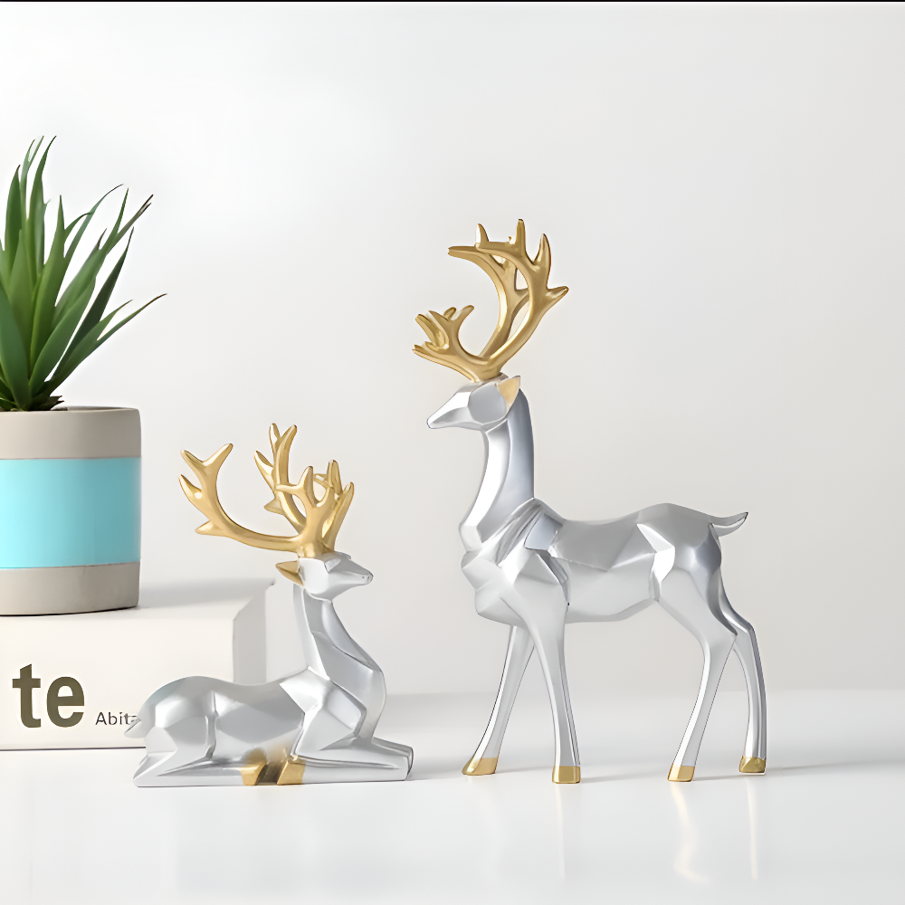 Fesara | Christmas Reindeer Decor Set – 2pc Contemporary Figurine