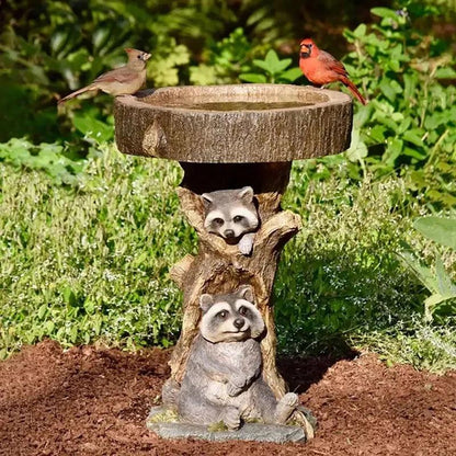 Classic Outdoor Bird Bath - Resin Animal Decor