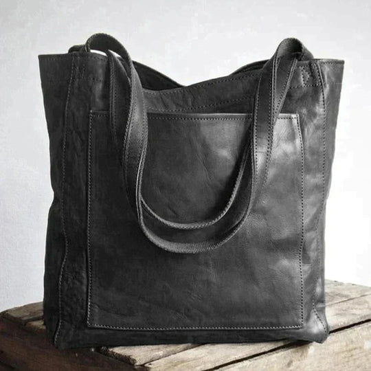 Stylish Women's Leather Shoulder Bag with Inside Pockets