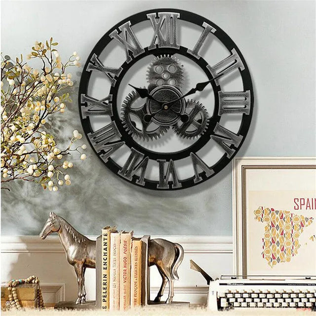 Vintage Metal Wooden Wall Clock