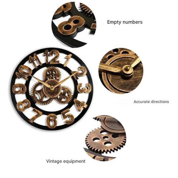Vintage Metal Wooden Wall Clock