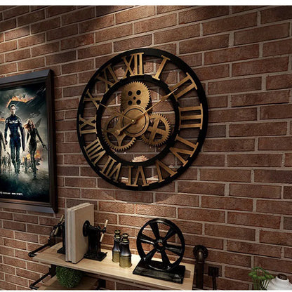 Vintage Metal Wooden Wall Clock