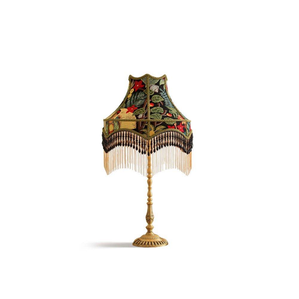 Classic Floral Table Lamp with Fringe