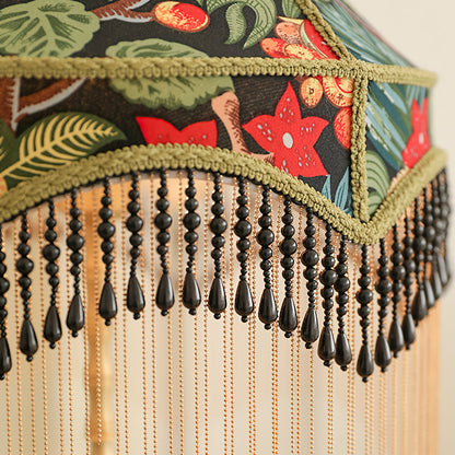 Classic Floral Table Lamp with Fringe