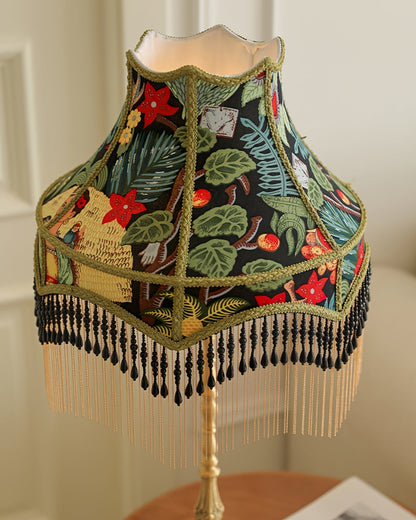 Classic Floral Table Lamp with Fringe