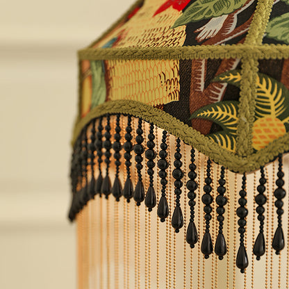 Classic Floral Table Lamp with Fringe