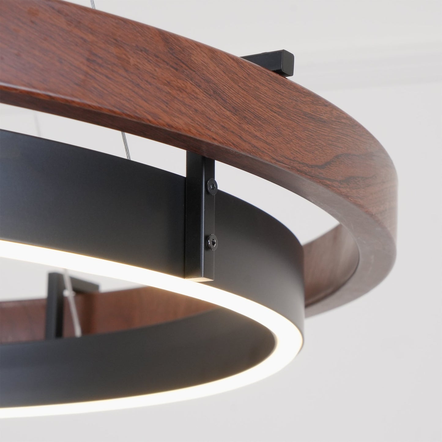Contemporary Double Ring LED Pendant Adjustable Light Fixture