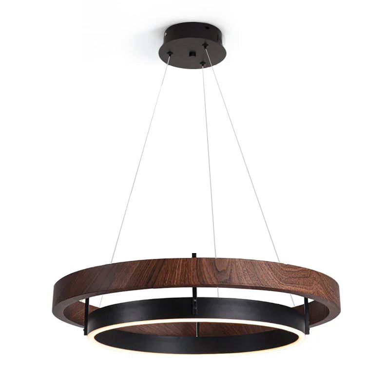 Contemporary Double Ring LED Pendant Adjustable Light Fixture
