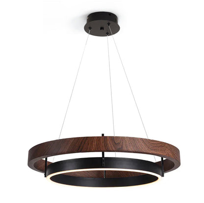 Contemporary Double Ring LED Pendant Adjustable Light Fixture