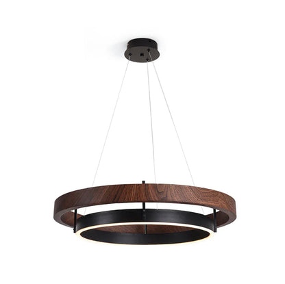 Contemporary Double Ring LED Pendant Adjustable Light Fixture