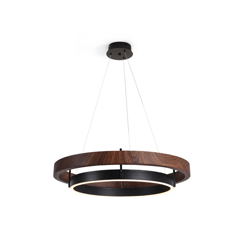 Contemporary Double Ring LED Pendant Adjustable Light Fixture