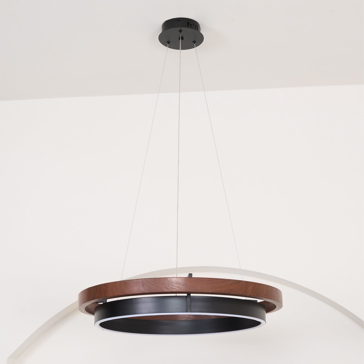 Contemporary Double Ring LED Pendant Adjustable Light Fixture