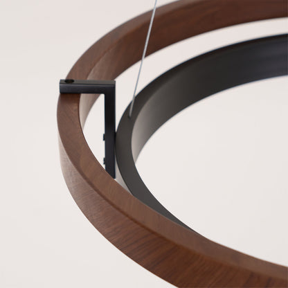Contemporary Double Ring LED Pendant Adjustable Light Fixture