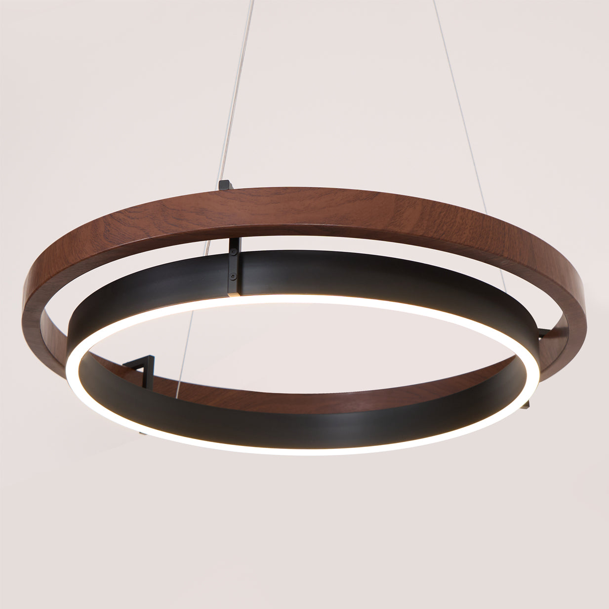 Contemporary Double Ring LED Pendant Adjustable Light Fixture