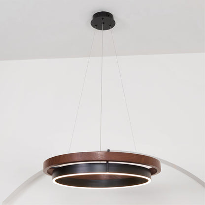 Contemporary Double Ring LED Pendant Adjustable Light Fixture