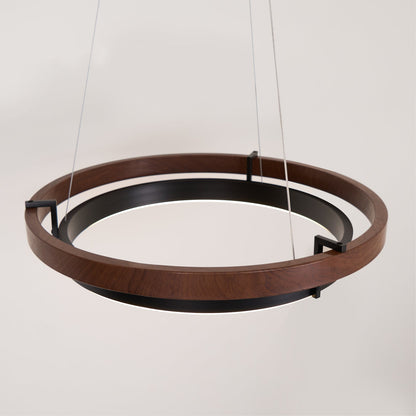 Contemporary Double Ring LED Pendant Adjustable Light Fixture