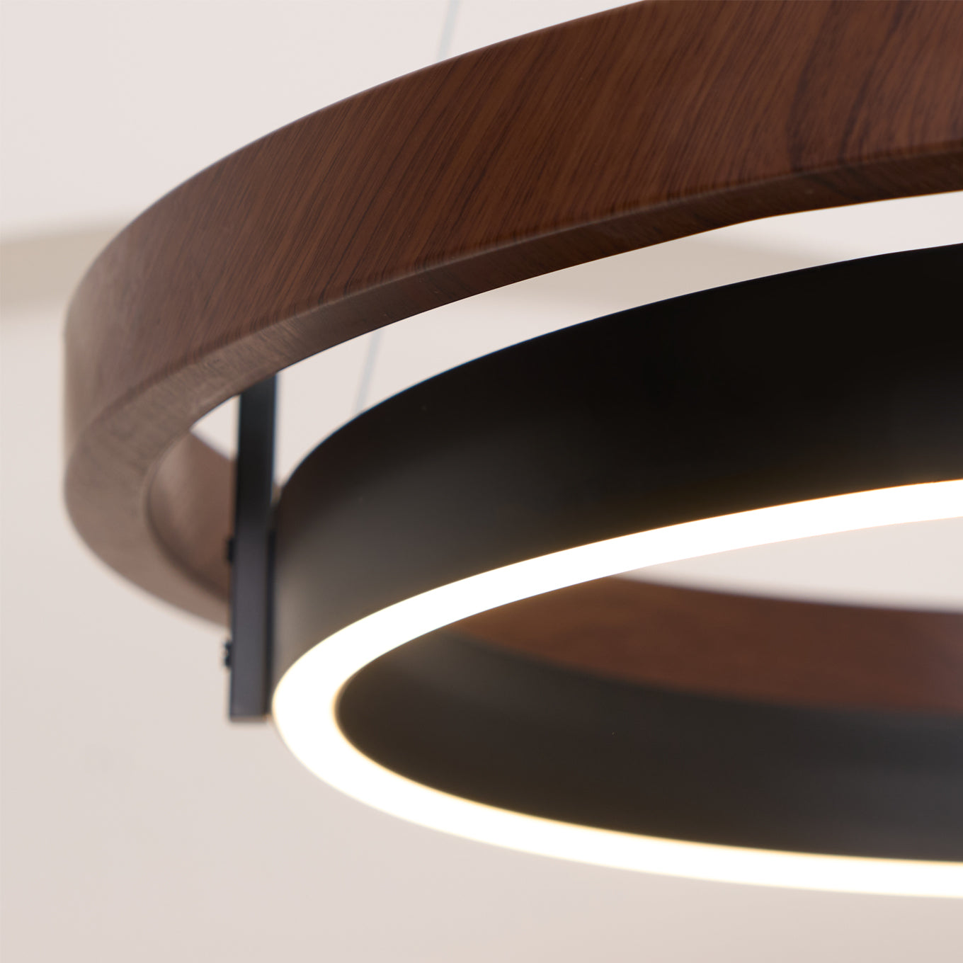Contemporary Double Ring LED Pendant Adjustable Light Fixture