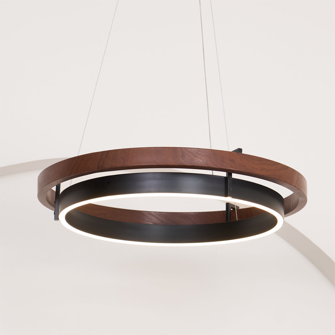 Contemporary Double Ring LED Pendant Adjustable Light Fixture
