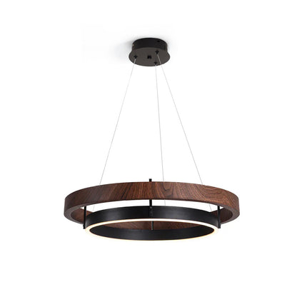 Contemporary Double Ring LED Pendant Adjustable Light Fixture - Fesara