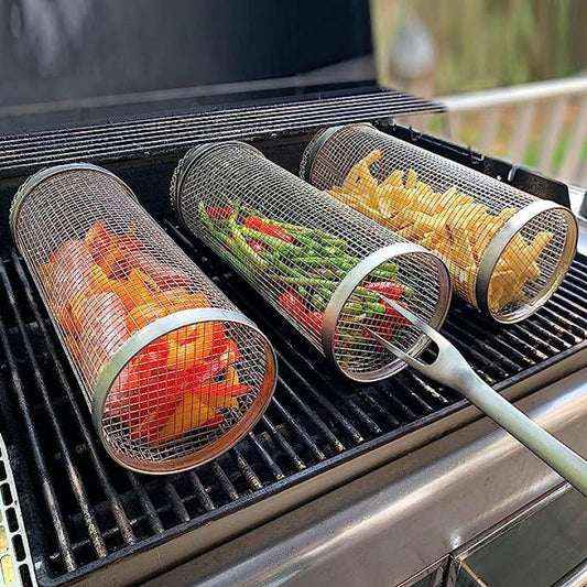 EasySpin Stainless Steel BBQ Grill Rotisserie Basket - Fesara