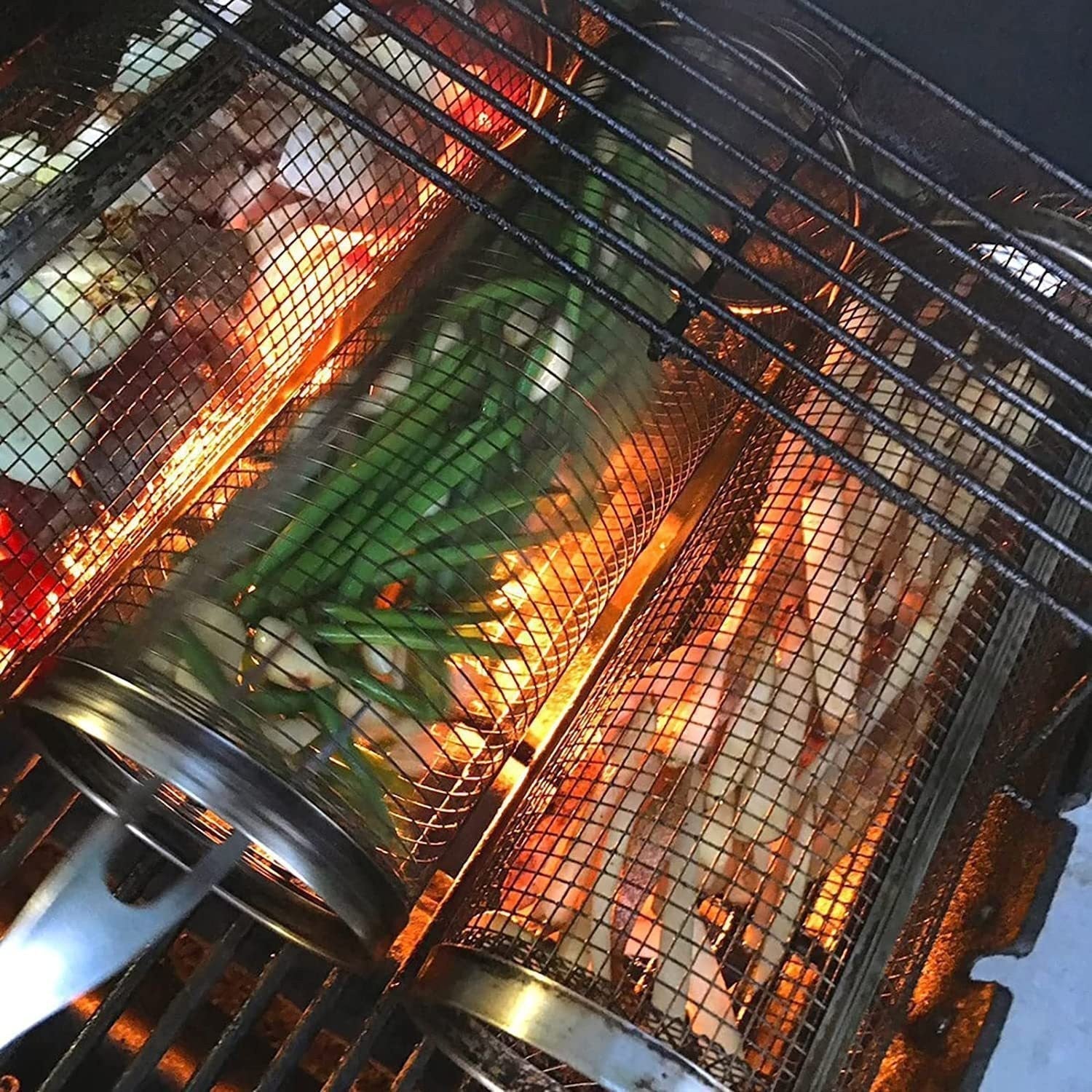 RoastSpin | Stainless Steel Rotisserie Grill Basket – Ideal for Veggies, Fish & Skewers 2