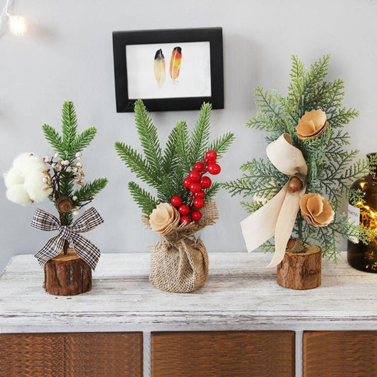 Small Traditional Desk Christmas Tree for Home Decor - Fesara