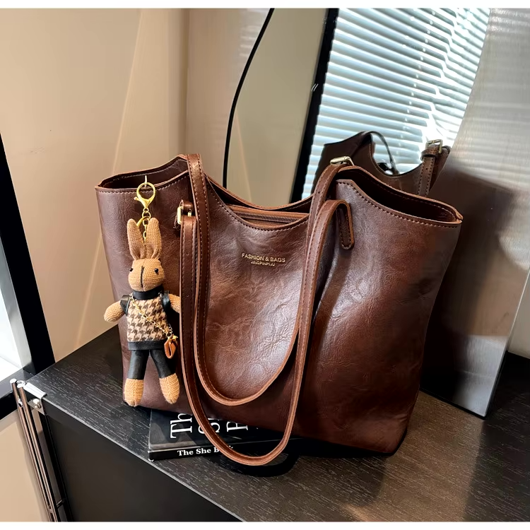 RusticCharm | Stylish Spacious Vegan Leather Tote Bag for Everyday Use 4