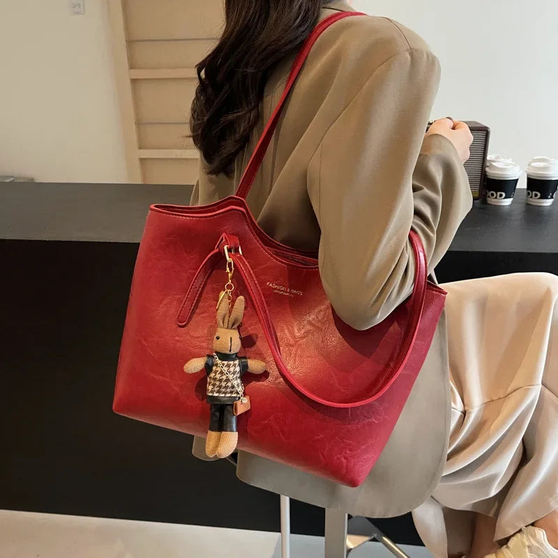 RusticCharm | Stylish Spacious Vegan Leather Tote Bag for Everyday Use 6