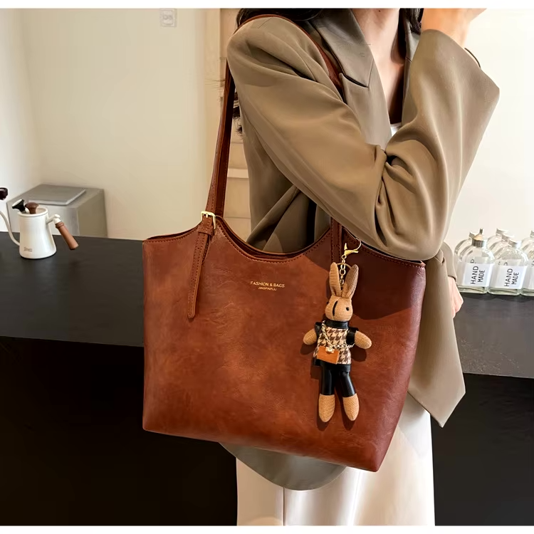 RusticCharm | Stylish Spacious Vegan Leather Tote Bag for Everyday Use 8