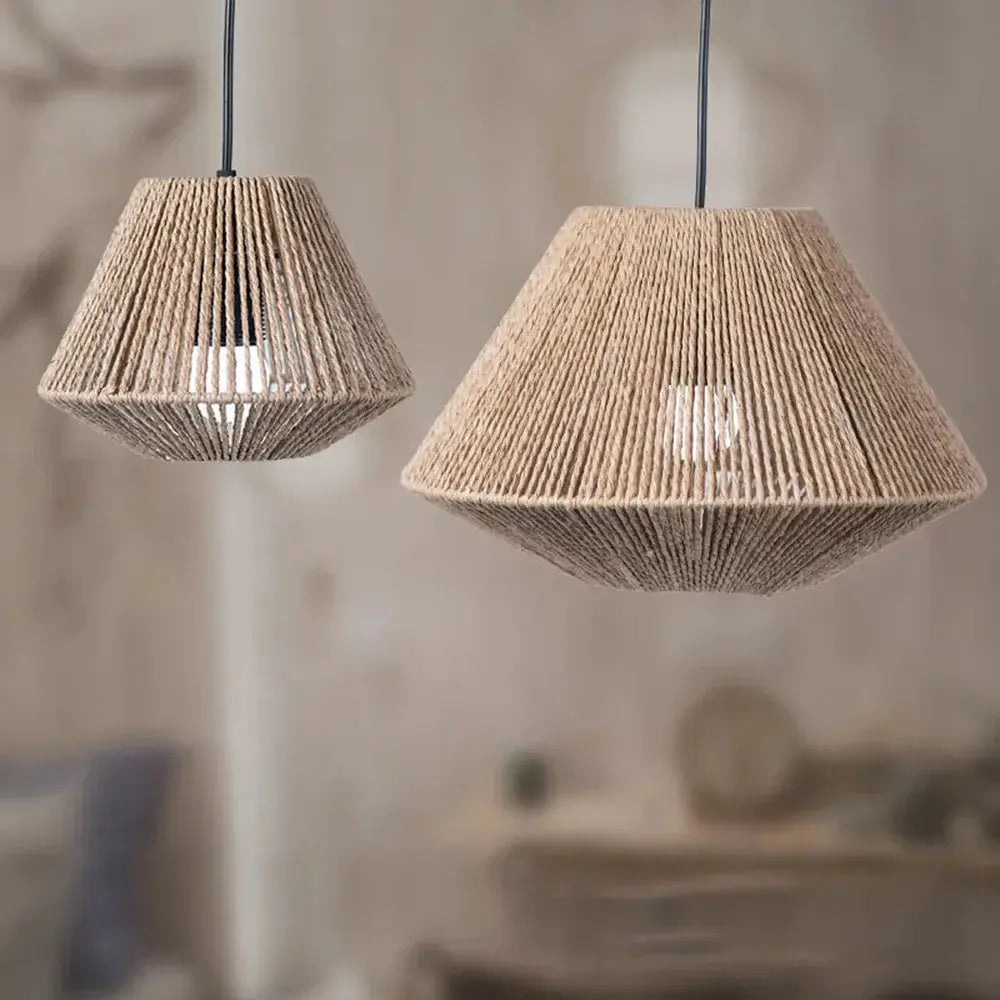Natural Woven Pendant Light - Classic Home Lamp - Fesara