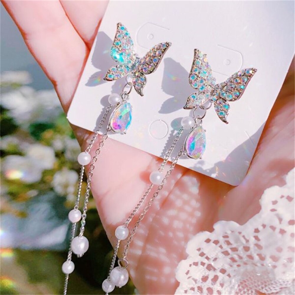 Beautiful Natural Butterfly Drop Earrings