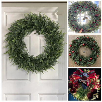 Green Artificial Cedar Wreath for Home Decor