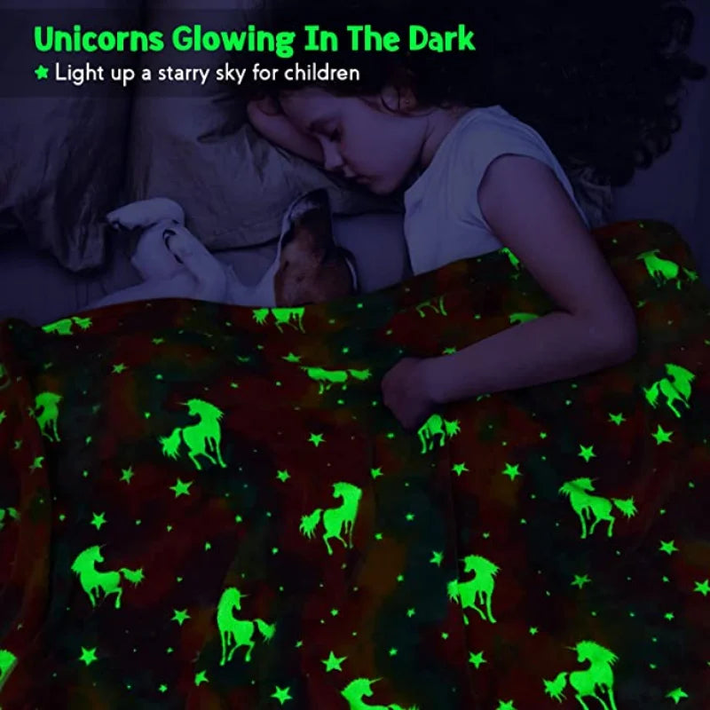 Soft Glow Blanket with Stars and Hearts Design - Fesara