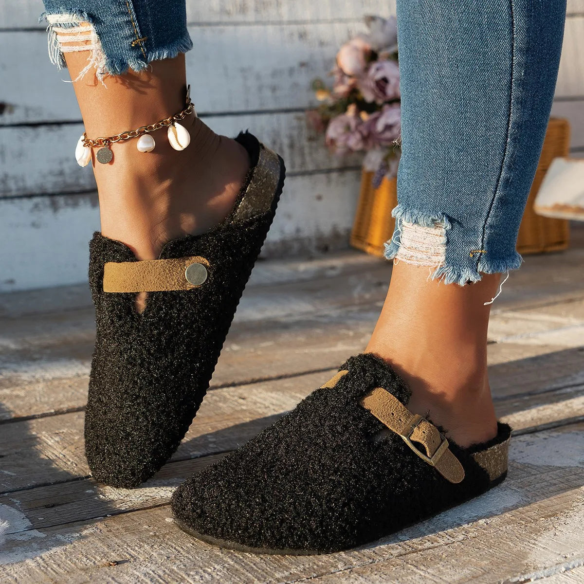 Cozy Warm Sheepskin Winter Slippers