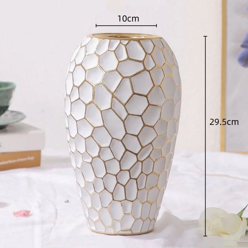 Elegant Gold Ceramic Vase Decorative Home Accent