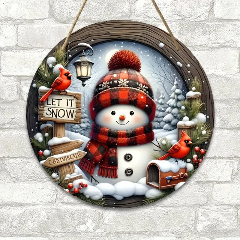 Festive Snowman Christmas Wreath Decoration 20cm