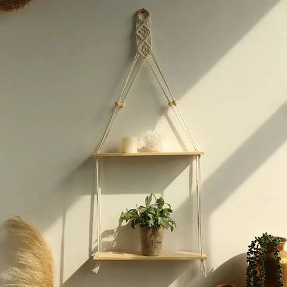 Rustic Macrame Wood Wall Decor