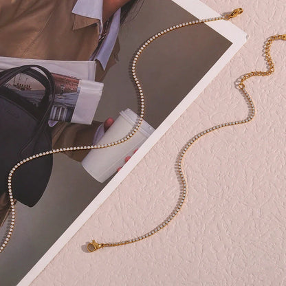 Delicate 2mm Thin Chain Bracelet Necklace Set